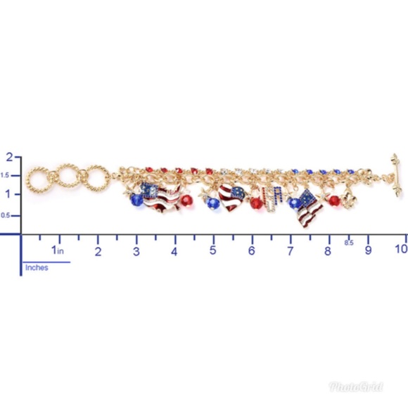 Blue and Red Beads, Multi Color Crystal Bracelet - Picture 5 of 5